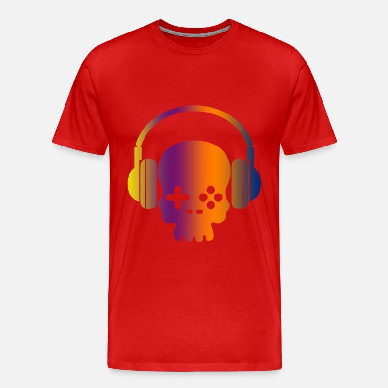 Zocken Headset Gaming Schädel - Männer Premium Bio T-Shirt - Rot