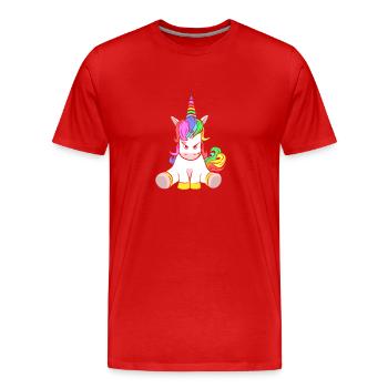 Sweet But Sour Unicorn Funny - Men's Premium Organic T-Shirt - red - Front - Damien (186cm)