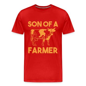Agriculteur drôle - T-shirt bio Premium Homme - rouge - Devant - Damien (186cm)