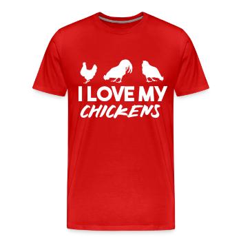Chicken Chicken Husbandry Chicken - Men's Premium Organic T-Shirt - red - Front - Damien (186cm)