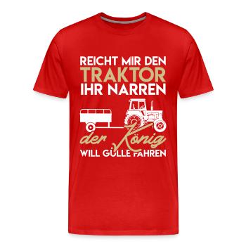 Landwirt Farmer Bauernhof Trecker Traktor Spruch - Männer Premium Bio T-Shirt - Rot - Vorne - Damien (186cm)