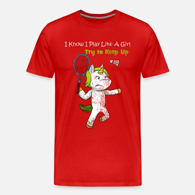 Badmintonspielerin Geschenk - Männer Premium Bio T-Shirt - Rot