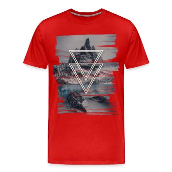 Berge mit Doppel Dreieck - Männer Premium Bio T-Shirt - Rot - Vorne - Damien (186cm)