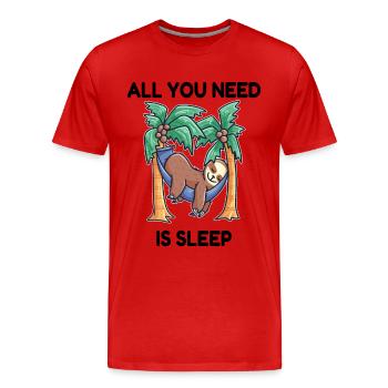 Faultier Hängematte Schlafen - Männer Premium Bio T-Shirt - Rot - Vorne - Damien (186cm)