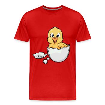 Oster Küken Huhn Baby Ei schlüpfen Geburt Osterei - Männer Premium Bio T-Shirt - Rot - Vorne - Damien (186cm)