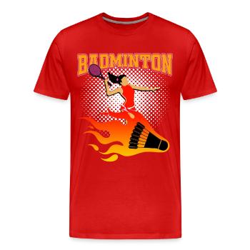 badminton - Men's Premium Organic T-Shirt - red - Front - Damien (186cm)