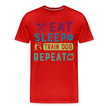 Eat Sleep Dog Trainer Répéter Funny Dog Trainer - T-shirt bio Premium Homme - rouge - Devant - Damien (186cm)