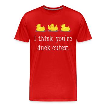 Ente Gummiente Entenzucht Enten - Männer Premium Bio T-Shirt - Rot - Vorne - Damien (186cm)