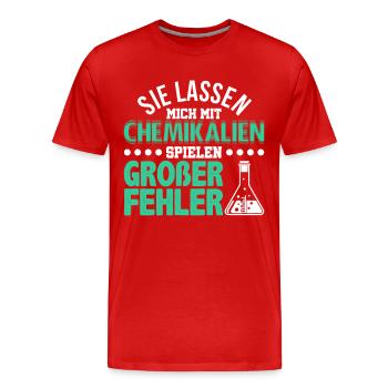 Chemiker - Männer Premium Bio T-Shirt - Rot - Vorne - Damien (186cm)