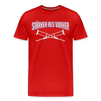 Sportverletzung Kreuzbandriss Knie Krücken - Männer Premium Bio T-Shirt - Rot - Vorne - Damien (186cm)