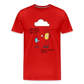De quoi sont faits les nuages? Serveurs Linux principalement! - T-shirt bio Premium Homme - rouge - Devant - Damien (186cm)
