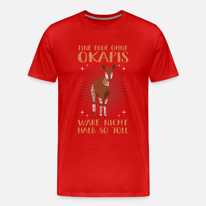 Okapi Waldgiraffe Zebragiraffe - Männer Premium Bio T-Shirt - Rot