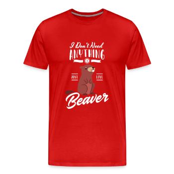 Cadeau de castor des bois Castoridae - T-shirt bio Premium Homme - rouge - Devant - Damien (186cm)