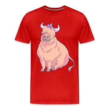 Scottish Highland Cattle Cow - Men's Premium Organic T-Shirt - red - Front - Damien (186cm)