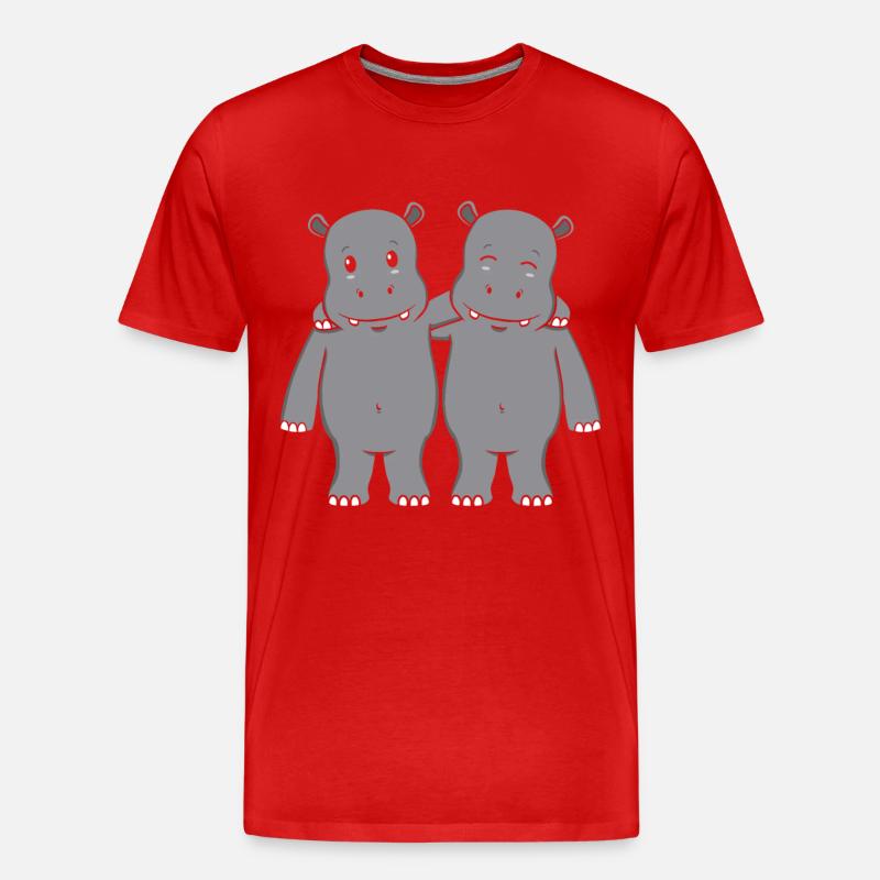 Hippos Nilpferde - Männer Premium Bio T-Shirt - Rot