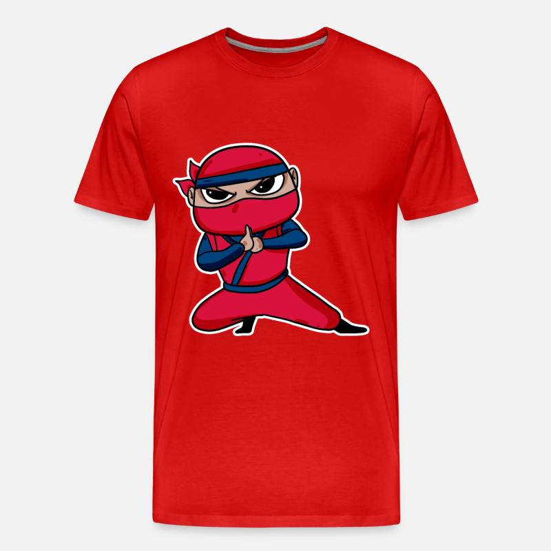 Ninja - Männer Premium Bio T-Shirt - Rot