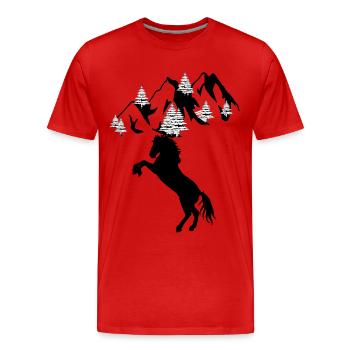 Wild Wildpferde Hengst Pferd Reiter - Männer Premium Bio T-Shirt - Rot - Vorne - Damien (186cm)