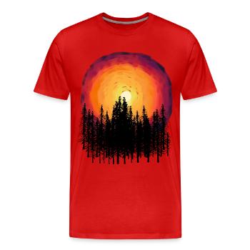 Wald Natur Flora Botanisch Sonnenuntergang Bäume - Männer Premium Bio T-Shirt - Rot - Vorne - Damien (186cm)