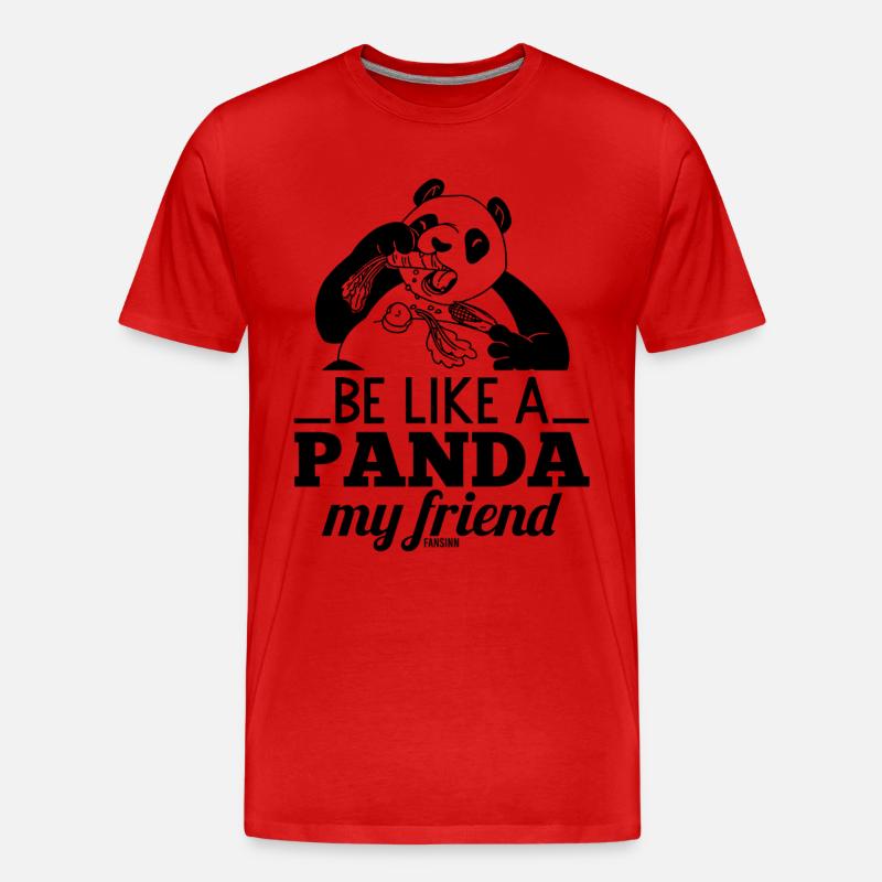 Pandabär essen hungrig Panda - Männer Premium Bio T-Shirt - Rot