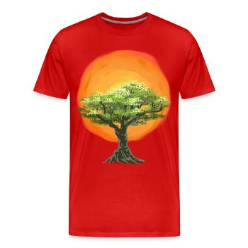 Olivier Lever de soleil Soleil Nature - T-shirt bio Premium Homme - rouge - Devant - Damien (186cm)