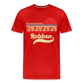 Seehund Retro Vintage Robbe Geschenk - Männer Premium Bio T-Shirt - Rot - Vorne - Damien (186cm)