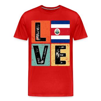 I Love Costa Rica Flag for Costa Rican Pride - Men's Premium Organic T-Shirt - red - Front - Damien (186cm)