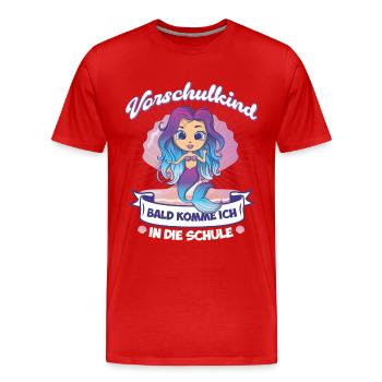 Vorschüler Einschulung Vorschulkind Geschenk - Männer Premium Bio T-Shirt - Rot - Vorne - Damien (186cm)