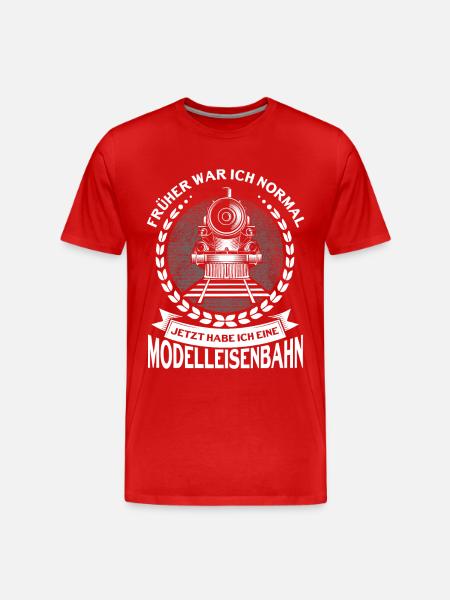 Modellbauer Modellbahn Modelleisenbahn Geschenk - Männer Premium Bio T-Shirt - Rot