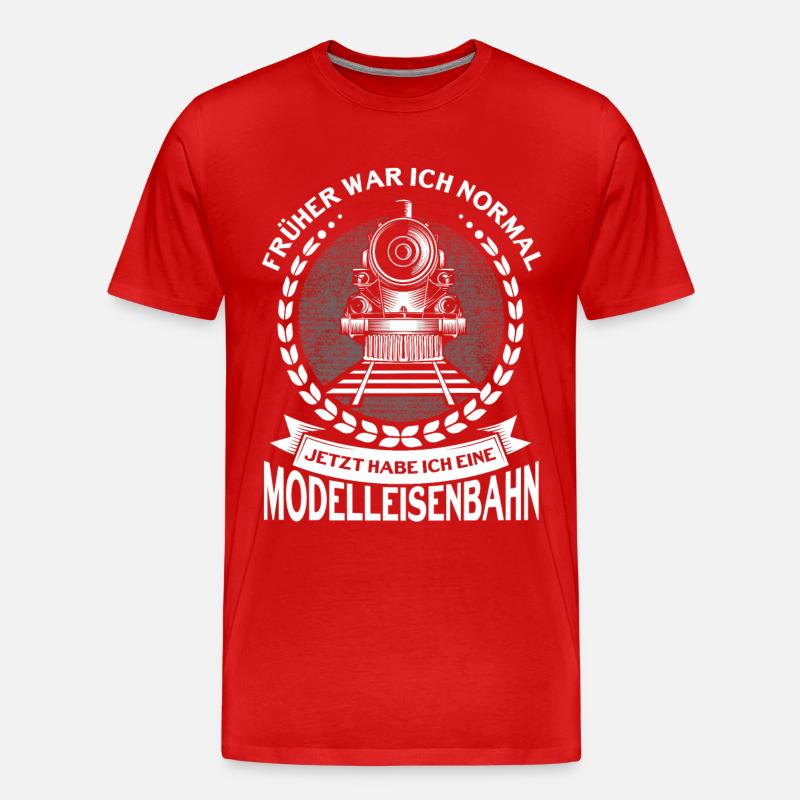 Modellbauer Modellbahn Modelleisenbahn Geschenk - Männer Premium Bio T-Shirt - Rot