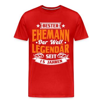 Ehepaar 15. Hochzeitstag Kristallhochzeit Geschenk - Männer Premium Bio T-Shirt - Rot - Vorne - Damien (186cm)