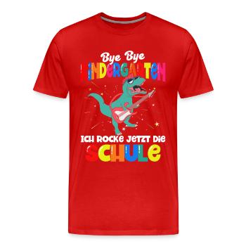 Dinosaurier Schulbeginn Schulanfänger Schulkind - Männer Premium Bio T-Shirt - Rot - Vorne - Damien (186cm)