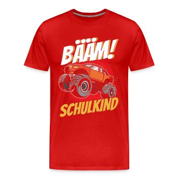 Monster Truck Schulbeginn Schulanfänger Schulkind - Männer Premium Bio T-Shirt - Rot - Vorne - Damien (186cm)
