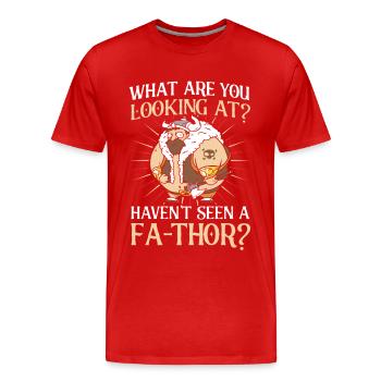 Fa-Thor Father Papa Dad - Men's Premium Organic T-Shirt - red - Front - Damien (186cm)