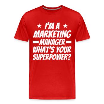 Superkraft Marketing Manager Digitales Marketing - Männer Premium Bio T-Shirt - Rot - Vorne - Damien (186cm)