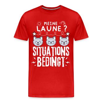 miese Laune Choleriker und Katzen - Männer Premium Bio T-Shirt - Rot - Vorne - Damien (186cm)