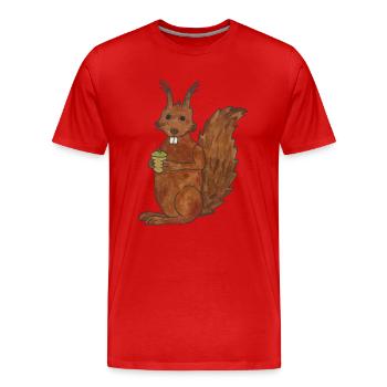 mignon écureuil mignon avec noix de chêne - T-shirt bio Premium Homme - rouge - Devant - Damien (186cm)