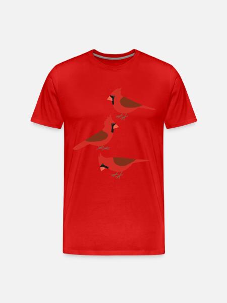 Funny Birds Northern Cardinal - Men's Premium Organic T-Shirt - red
