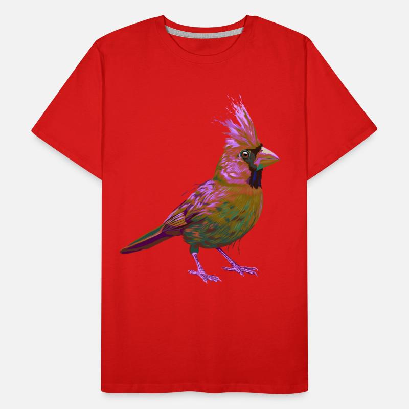 Bunter Splash Vogel Rotkardinal Männer Premium Bio T-Shirt