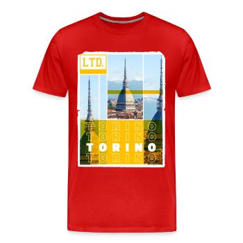 Turin Turin Turin Italie Ville Skyline Vacances Amour - T-shirt bio Premium Homme - rouge - Devant - Damien (186cm)