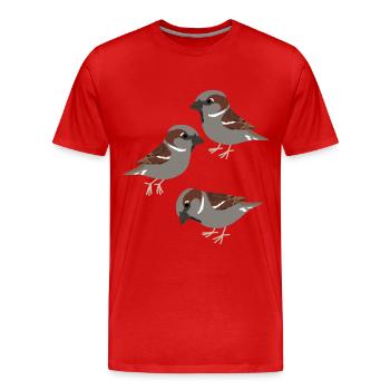 Moineaux domestiques Oiseaux Moineaux - T-shirt bio Premium Homme - rouge - Devant - Damien (186cm)