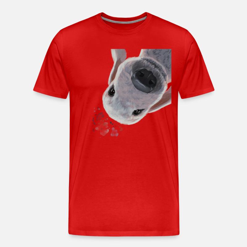 Neugieriger Hund Bedlington Terrier - Männer Premium Bio T-Shirt - Rot
