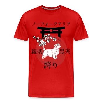Norfolk Terrier Japan Kanji - Männer Premium Bio T-Shirt - Rot - Vorne - Damien (186cm)