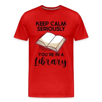Book Reader Reading Literature Lover Writing - Men's Premium Organic T-Shirt - red - Front - Damien (186cm)