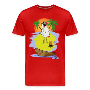 Pirat Huhn Freibeuter Insel Augenklappe Abenteuer - Männer Premium Bio T-Shirt - Rot - Vorne - Damien (186cm)