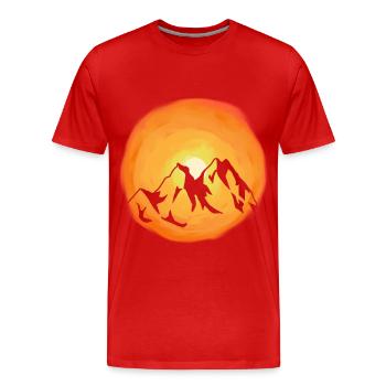 Sonnenschein Gebirge Wildnis Sonnenstrahlen Berg - Männer Premium Bio T-Shirt - Rot - Vorne - Damien (186cm)