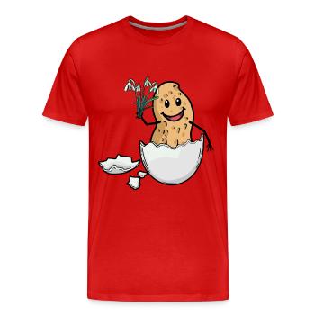 Pâques Cacahuète Printemps Oeuf de Pâques Flore Coquille d’œuf - T-shirt bio Premium Homme - rouge - Devant - Damien (186cm)