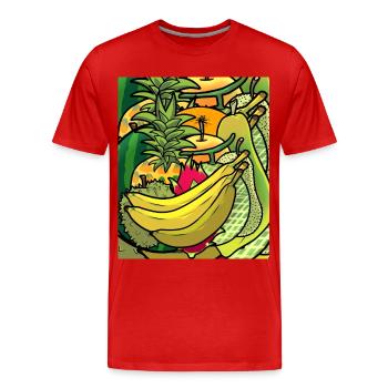 Sommerzeit exotische saftige Früchte Obst Vitamine - Männer Premium Bio T-Shirt - Rot - Vorne - Damien (186cm)