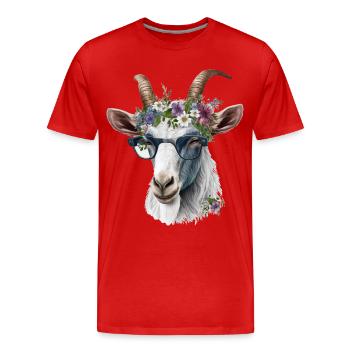Chèvre fraîche - T-shirt bio Premium Homme - rouge - Devant - Damien (186cm)