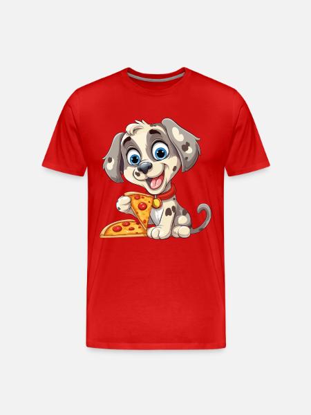 Pizza Hund Pizza Lover Hund Lover Tegneserie - Herre Premium T-shirt økologisk - rød