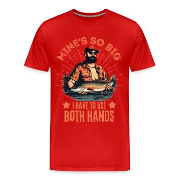 Drôle de pêcheur disant pêche pêche fête des pères - T-shirt bio Premium Homme - rouge - Devant - Damien (186cm)